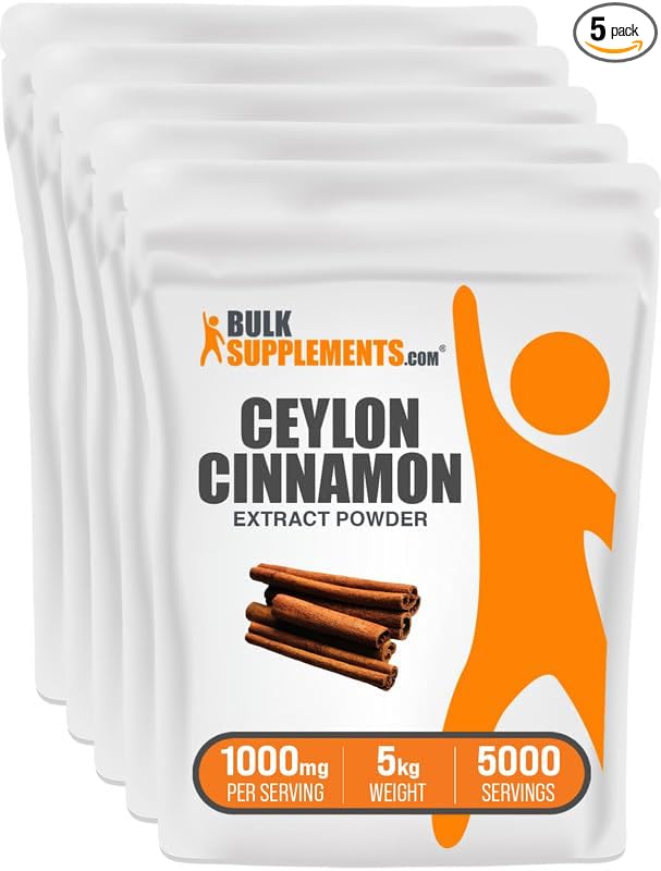 BulkSupplements.com Ceylon Cinnamon Extract Powder - Cinnamon Extract Cinnamon Ceylon - Cinnamon Supplement Pack of 1 - Gluten Free &amp Soy Free 1000mg per Serving 5kg (11 lbs)