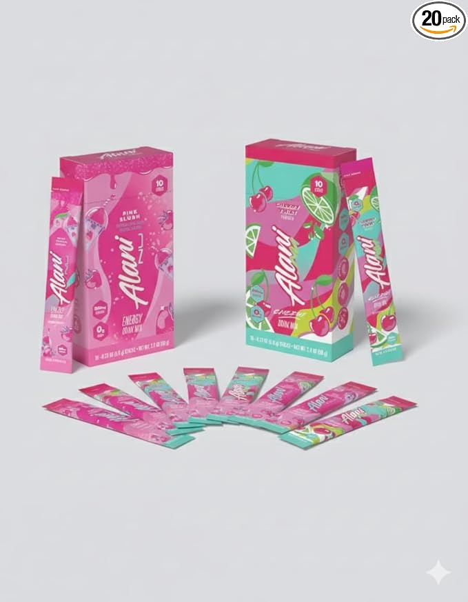 Alani Energy Drinks Mix Variety Pack (Pack of 20) | Pink Slush &amp Cherry Twist | Sugar-Free Low-Calorie Energy Boost Drink | Product delivered exactly as depicted in the images