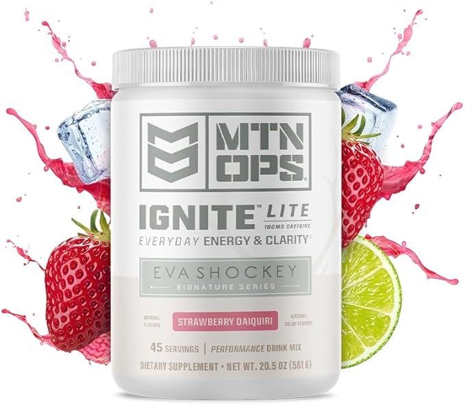 MTN OPS Eva Shockey Collagen &amp Ignite Lite Bundle – Unflavored Collagen Peptides + Strawberry Daiquiri Ignite Lite – Eva Shockey Supplements for Energy Hair Skin &amp Wellness