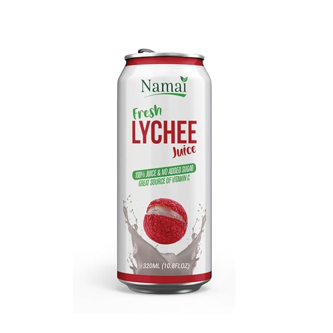 Namai 100% All Natural Pure Lychee Juice No Added Sugar No Preservatives Pack of 24