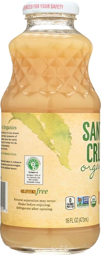 Santa Cruz Lemon Juice 100% Organic - 12 x 16 ozs.