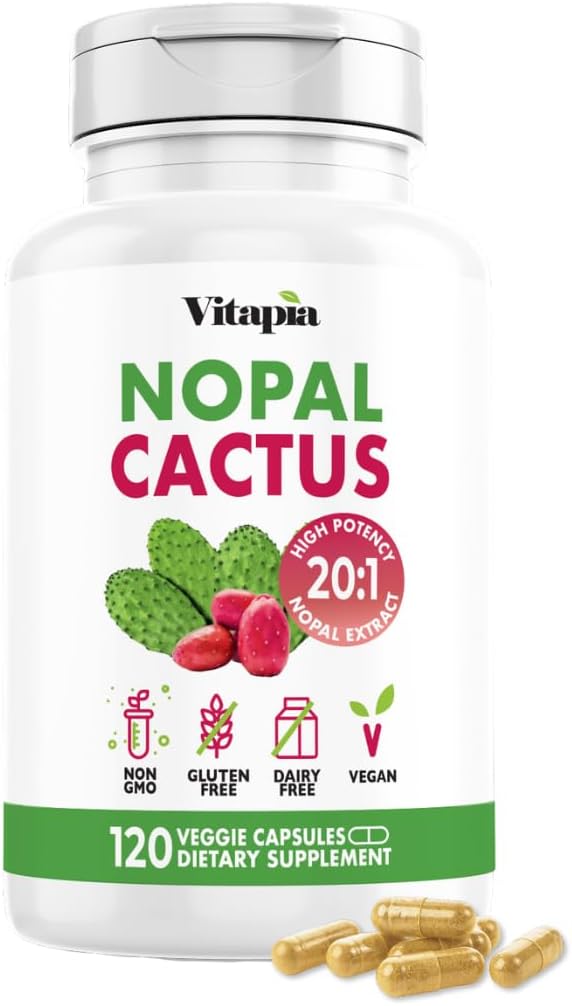 Vitapia Nopal Cactus Extract for Antioxidant Skin Metabolism Wellness Heart Health Support - 120 Veggie Capsules - Non GMO Gluten Free Supplement