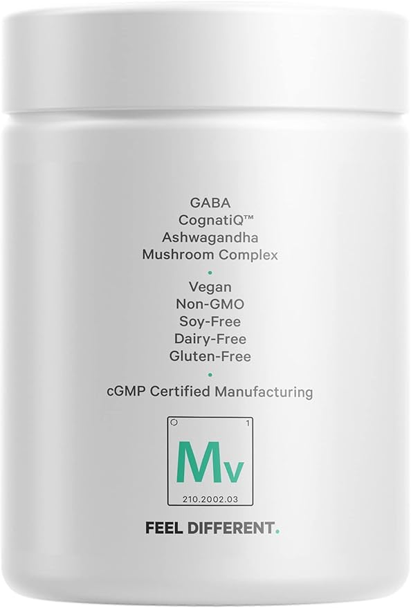 Codeage Meditate Vitamins+ Supplement - CognatiQ DHH-B GABA Ashwagandha Organic Mushrooms Blueberries - BDNF Brain Pills and Neuroprotein - Vegan Non-GMO Gluten-Free - 60 Capsules