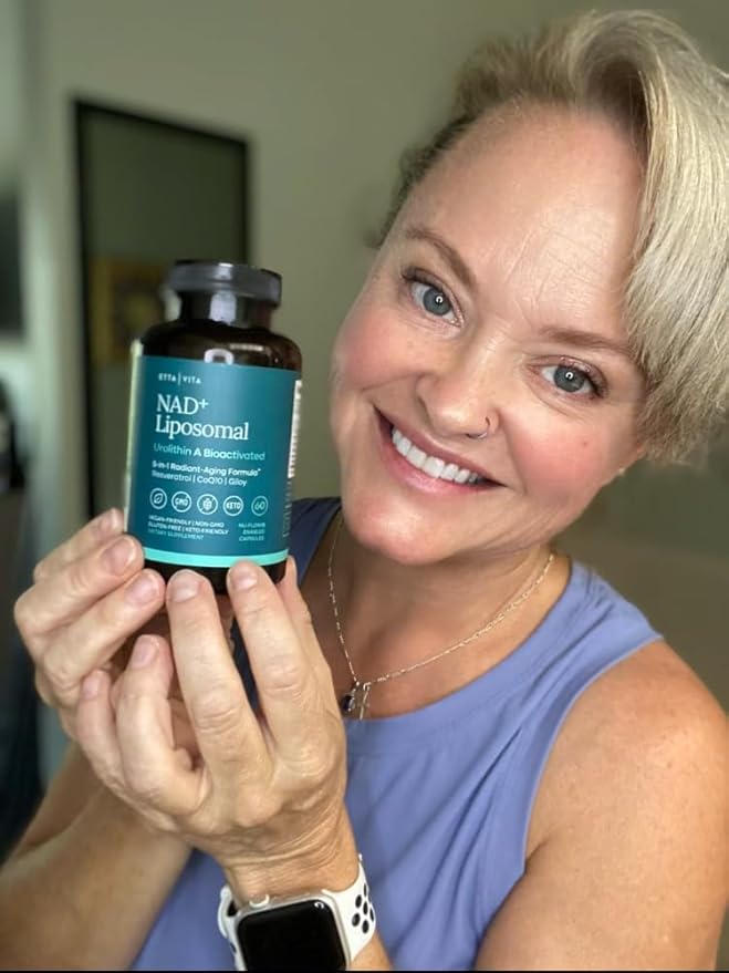 Liposomal NAD+ Supplement - Resveratrol Urolithin A CoQ10 &amp Muira Puama (Made in USA) NAD Supplement for Natural Energy Brain Fog Digestion Detox Gut Health Microbiome NR NMN Replacement