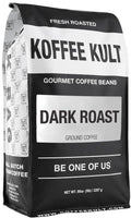 Koffee Kult Dark Roast Ground Coffee - Small Batch Gourmet Aromatic Artisan Blend 100% Organically Sourced Arabica Coffee (Ground 80oz)