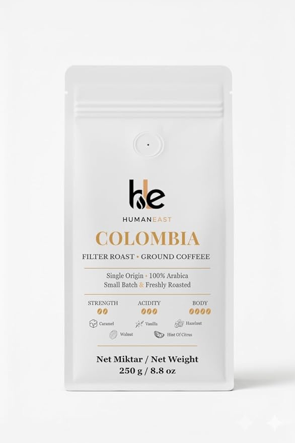 Humaneast Colombia Single Origin Ground Coffee 8.8 oz (250 g) Medium Roast Specialty Coffee