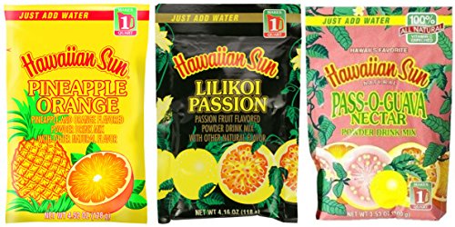 Hawaiian Sun 3 Pack Drink MIx (Pineapple Orange 4.52 Oz Lilikoi Passion 4.16 Oz Pass O Guava 3.53 Oz