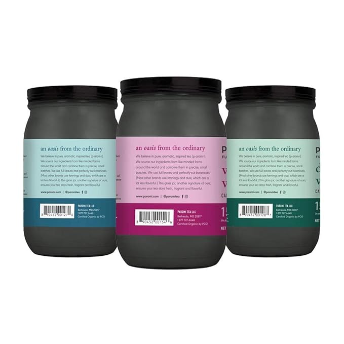 Paromi Immunity Sleep and Detox Organic Tea Variety Pack Signature Jar 15 Count (Pack of 3)