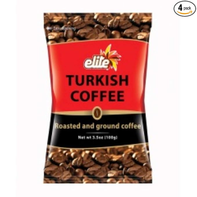 Elite Ground Black Turkish Coffee KOSHER Israel Tasty 100gr Aroma Dark Mud - PACK OF 4