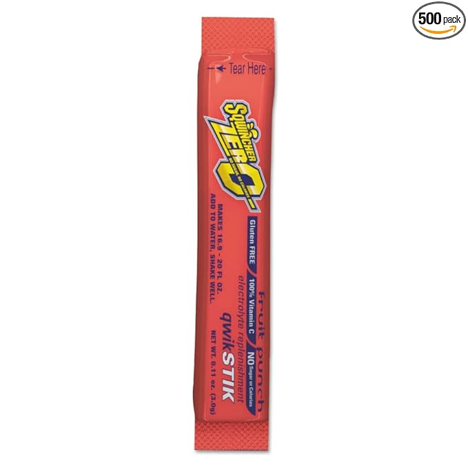 Sqwincher Quik Stik Zero Oral Electrolyte Solution Fruit Punch 0.11 oz. Packet 500 Ct
