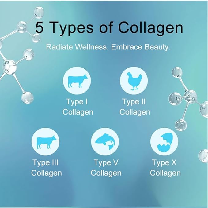 Multi Collagen Burn Powder–Metabolism&ampBody Composition Support–Types I/II/III/V/X–L-Carnitine+Green Tea Extract–Skin Joints&ampMuscle Support–30 Servings