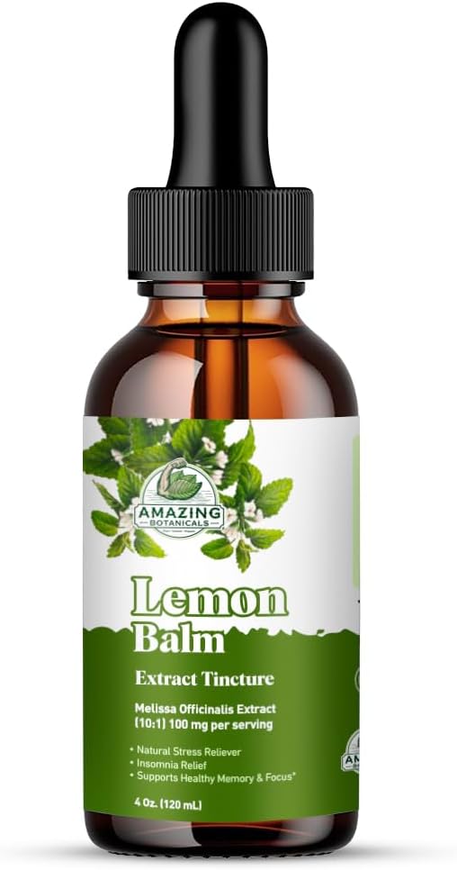 Organic Lemon Balm Leaf Liquid Extract for Immune Support - Lemon Balm Tincture for Mood &amp Relaxation Support - Organic Extract Tincture Leaf Drops for Adults &amp Kids Dietary Supplement - 4oz