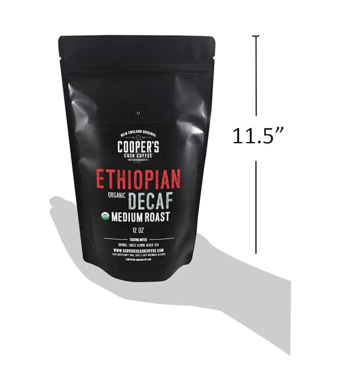 Organic Ethiopian Decaf Water Processed Medium Roast Ground Coffee (12oz Ground) (Pack of 2)
