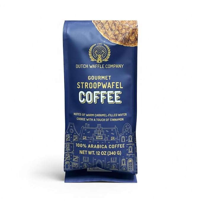 Dutch Waffle Company Cinnamon Stroopwafel Flavored Ground Coffee 12 oz Arabica Coffee with Caramel Brown Sugar &amp Butter Cookie Notes Limited Edition