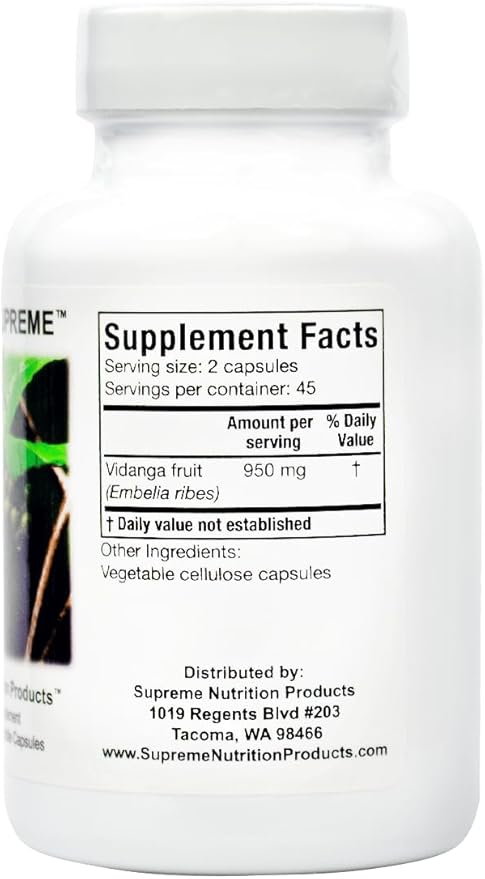 Supreme Nutrition Vidanga Supreme 90 Pure Vidanga Vegetarian Capsules (Pack of 2)