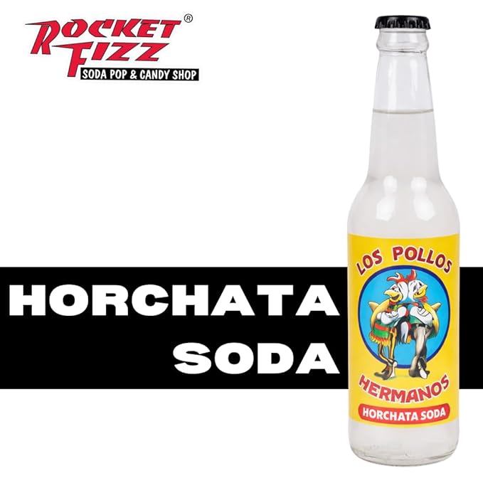 Rocket Fizz Breaking Bad Los Pollos Hermanos Horchata Soda Flavor | Cane Sugar | Craft Soda Pop Drinks | 12 oz in Glass Bottle (6 Pack)