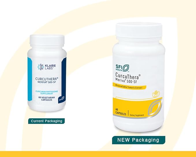 Klaire Labs SFI Health CurcuThera - 500 Milligrams Meriva Curcumin Complex with 29x Higher Bioavailability &amp Patented Phytosome Delivery Technology Hypoallergenic Vegan (60 Capsules)