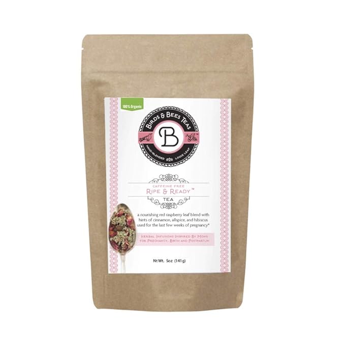 Birds &amp Bees Teas - Red Raspberry Leaf Tea Pregnancy Ripe &amp Ready Organic Third Trimester Tea to Prepare Your Body for Labor and Birth - 40 Servings 5.0 oz