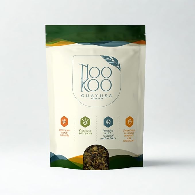 NooKoo Guayusa Loose Leaf Tea – 32oz Organic Caffeine Boost | Smooth Jitter-Free Energy Alternative to Coffee | Antioxidant Herbal Tea for Focus &amp Clarity