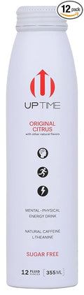 Uptime Original Citrus Energy Drink with Other Natural Flavors Natural Caffeine Sugar Free Vegan Gluten Free &amp Non-GMO 12 Fluid Ounce (Pack of 12)
