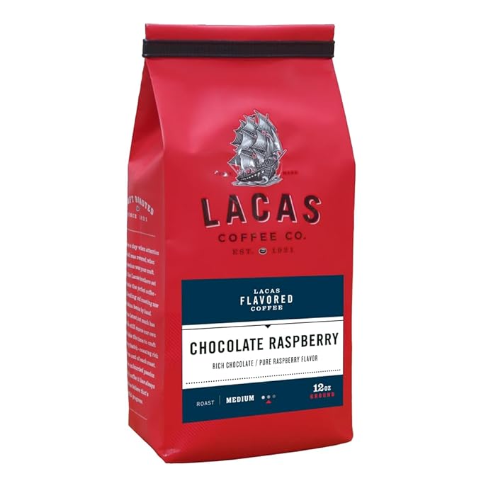 Lacas Coffee Company Medium Fine Ground Coffee 12oz Bag (2 bags Chocolate Raspberry)
