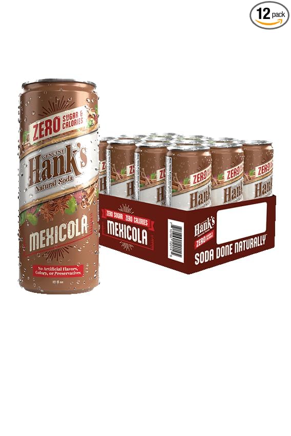 Hank's Soda ZERO Mexicola Mexican Cola Flavored Beverage Sugar-Free 12 Cans