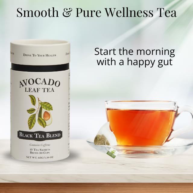 Avocado Leaf Tea Black Tea Blend 2 Pack - Lightly caffeinated | Healthy Tea | Immune Support | Cold Brew or Hot Tea | 30 Tea Bags - 60 Servings (Gluten Free &amp Non-GMO)