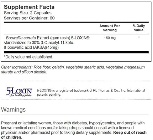 Vitacost Synergy 5-Loxin®-AKBA Boswellia Extract -- 150 mg per serving - 120 Capsules