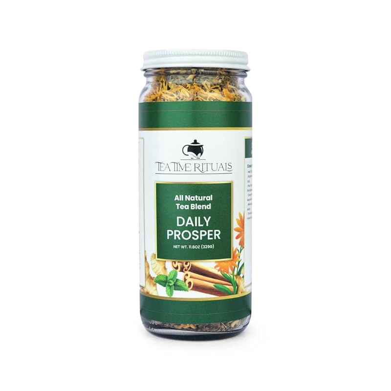 Daily Prosper - All Natural Loose Leaf Herbal Tea Blend (Holy Basil Cinnamon Calendula Ginger Root) 16oz Jar