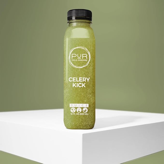 PUR Cold-Pressed Juice – Celery Kick 6 Pack – Celery Juice Lemon Ginger Cayenne &amp Himalayan Salt – Invigorating Drink Supports Wellness Digestion &amp Cleanse Days – Raw Pressed at Source