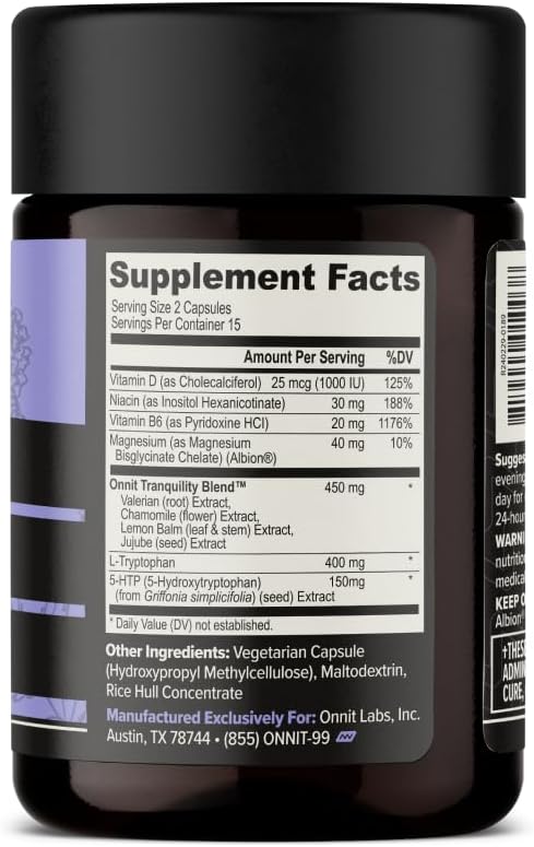 ONNIT New Mood Daily Stress Support Capsules IGEN™ Non-GMO Tested Sleep and Mood Support Supplement for Men and Women Daily Stress Management Capsules 30 Count