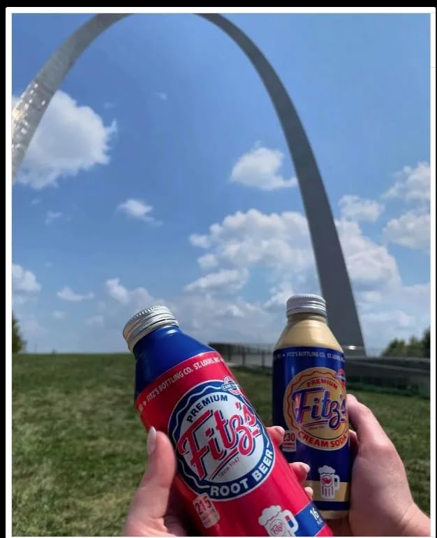 12PK Fitz's Premium Cream Soda St Louis Craft Soda 16oz Aluminum Bottles (Full Case)