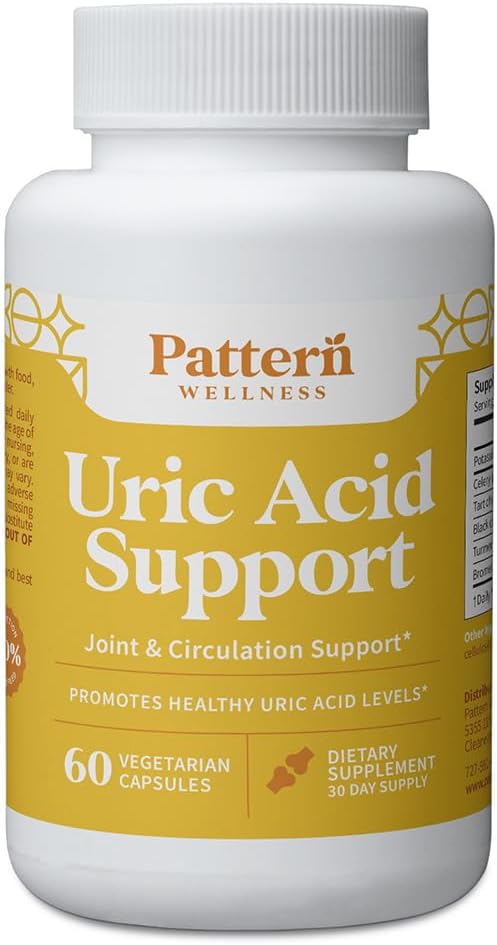 Pattern Wellness Uric Acid Support Supplement – Supports Uric Acid Balance &amp Joint Wellness – Herbal Formula – 3rd Party Lab Tested – 60 Veggie Capsules