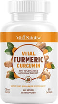 Vital Turmeric Curcumin Supplement – 1310 mg Blend with 95% Curcuminoids &amp Curcumin with Black Pepper – Joint Brain Immune &amp Anti-Aging Support – Non-GMO Gluten-Free – 30 Day Supply