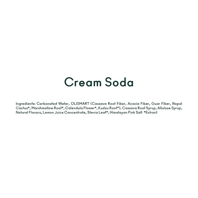 OLIPOP Prebiotic Soda Pop Cream Soda Pantry Pack Packed with Prebiotics Fiber and Botanicals Gluten Free GMO Free 12oz Skinny (12-Cans)