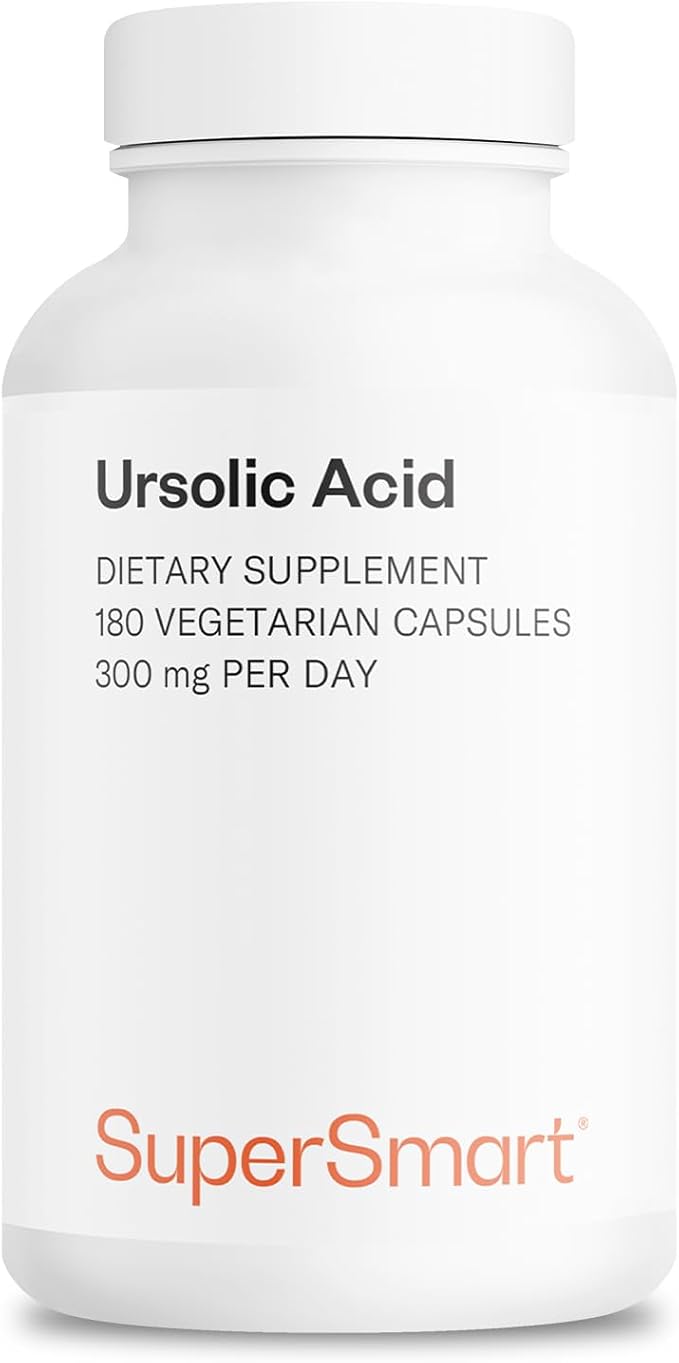 Supersmart - Ursolic Acid 300mg per Day (Well-Tolerated) - Rosemary Leaf Extract Supplement | Non-GMO &amp Gluten Free - 180 Vegetarian Capsules