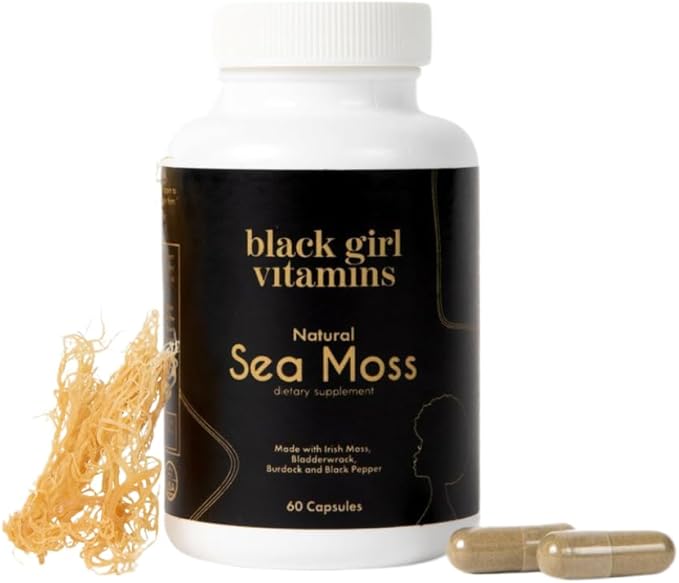 Black Girl Vitamins Organic Sea Moss Capsules – 92 Minerals Superfood Supplement | Vegan Sea Moss Pills for Thyroid Digestive &amp Immune Support | Black-Owned Non-GMO