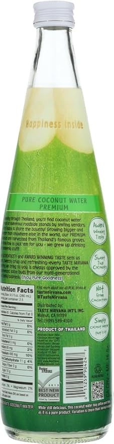 Taste Nirvana Coconut Water 23.6 Ounce Bottles 6 Count