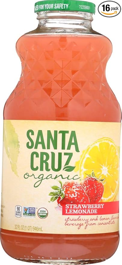 PACK OF 16 - Santa Cruz Organic Strawberry Lemonade 32.0 FL OZ