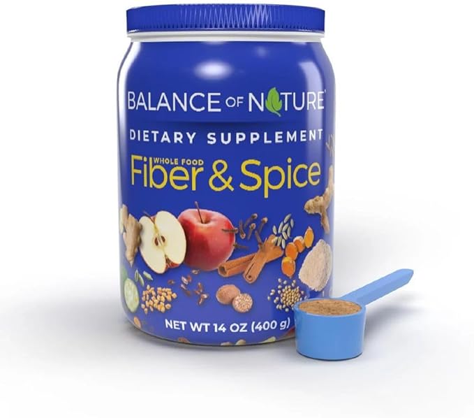 Balance of Nature Fiber &amp Spice - Psyllium Husk Flax Seed Turmeric &amp Apple - 30 Servings