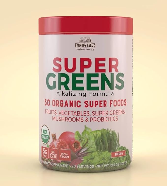 Country Farms Super Green Drink Berry Flavor 9.88 Oz (Pack of 2)