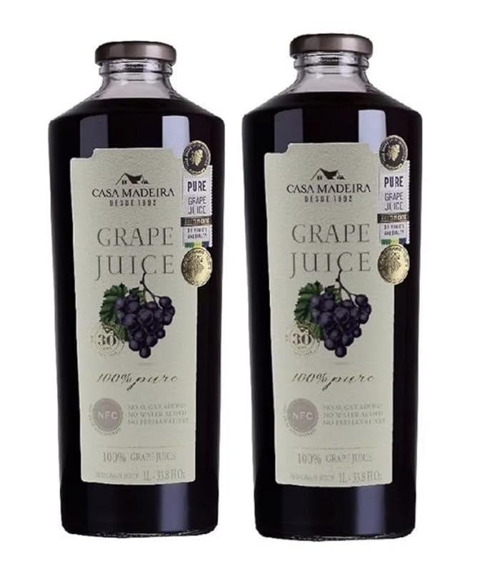 Casa Madeira Grape Juice 100% Pure 33.8 Fl Oz | Pack of 2 + Exclusive Brazil in Texas Bracelet | Suco de Uva | Bundle by Brazil in Texas