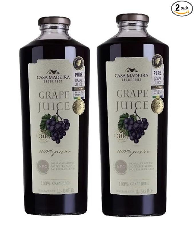 Suco Tinto de Uva Integral Brasileiro Casa Madeira 1L | Pack of 2x1L | 100% Brazilian Grape Juice