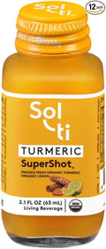 Sol-ti Organic Turmeric SuperShot Drink Black Pepper Enhances Absorption and Bioavailability of Curcumin in Turmeric to Aid in Joint Support SuperFood 12 Pack (2.1 Fl oz)