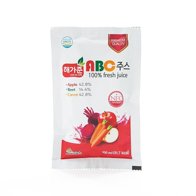 [HAEGAJUN] ABC Juice Vegetable Blend with Beet and Carrot Mixed Fruit Juice 3.4 oz 30 Packs Nothing Artifical Added Apple Beet Carrot Only for Kids School Lunch Snacks Family to take on the go
