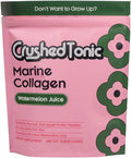 Crushed Tonic Korean Beauty Collagen Powder | Hydrolyzed Marine Collagen Peptides for Skin Glow Hair &amp Nails | K-Beauty Drink | Gluten-Free Halal &amp Kosher (Watermelon 30 Servings (150 g) P