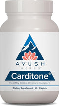 Ayush Herbs Carditone - Natural Heart Health Supplement for Women &amp Men BP Formula Holistic Heart Support with Rauwolfia Arjuna Calcium and Magnesium - 60 Vegetarian Caplets (1 Count)