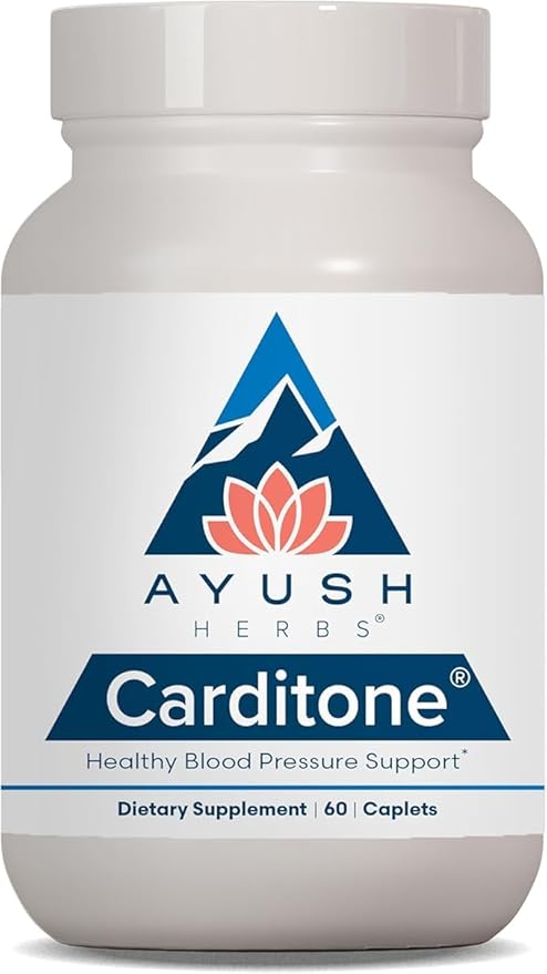 Ayush Herbs Carditone - Natural Heart Health Supplement for Women &amp Men BP Formula Holistic Heart Support with Rauwolfia Arjuna Calcium and Magnesium - 60 Vegetarian Caplets (1 Count)