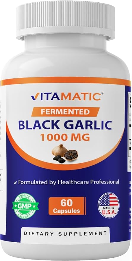Vitamatic 3 Pack Fermented Black Garlic Extract 1000 mg 60 Capsules - Non-GMO Gluten Free - (Total 180 Capsules)