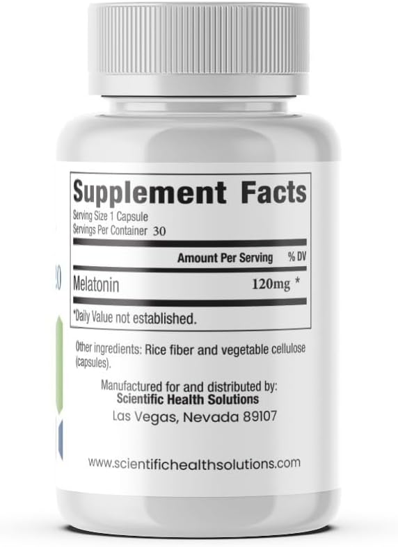 Melatonin 120mg | Single-Dose Melatonin in Easy-to-Swallow Capsules | Vegan Non-GMO &amp Gluten-Free | US-Made Extra Strength (30 Count (Pack of 1)